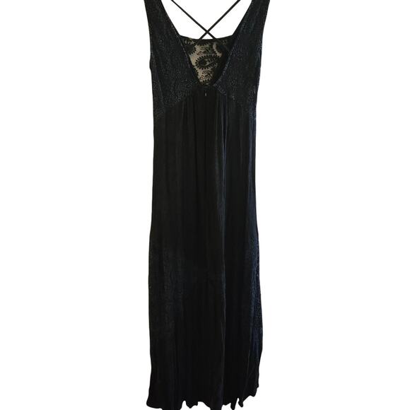 POL Whimsigoth Black Distressed Slip Dress with Lace Cut-Outs Size Small - Picture 1 of 10